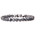 Charming 6mm natural stone beaded bracelet with unique black and white swirl pattern beads - Black and White Swirl