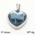 Dunkelblaugrauer Herz-Zirkonia-Anhänger 14mm mit Basis aus silbernem Edelstahl - Nur Anhänger / Stahl Grau (KP119926-Z)