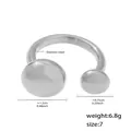 Anello aperto minimalista con doppia sfera in acciaio inossidabile placcato oro 18K - Taglia 7 (Regolabile) / Acciaio/Argento (A099)