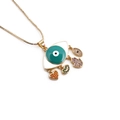 Χρυσό κολιέ Evil Eye με φυλαχτά Χέρι της Φατιμά καρδιά φεγγάρι και πολύχρωμα ζιργκόν - Πολλαπλό Μενταγιόν Χέρι της Φατιμά Καρδιά