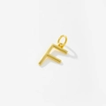 Polished S925 sterling silver necklace with gold letter F initial pendant on white background - Letter F / 925 Silver