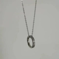 Silver stainless steel ring necklace with a minimalist circle pendant and micro-set crystals - US Size 6 / Silver