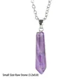 Small amethyst crystal hexagonal pillar pendant necklace with silver chain - Small Amethyst