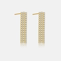 Eleganti orecchini in argento S925 dorato con tre file di scintillanti zirconi bianchi - Argento 925 / Oro 18K-Zircone Bianco