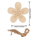 Flower shaped wooden Christmas ornament with hollow carving and jute rope 7.8cm size - Five-petal Flower / 10 Pieces Pack