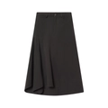 Zwarte midi-rok voor dames met asymmetrische snit, hoge taille en geplooide details - XS / Zwart