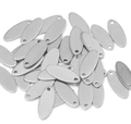 Polished silver stainless steel oval tag charm with single hole for DIY jewelry making - Steel Color Oval 6x15mm