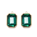Pair of rectangular emerald green crystal pendants with gold-plated stainless steel frame - Green