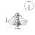 Piercing tragus abeille en argent avec ailes en opale, bijou de lèvre 7.8mm par 10.4mm - Abeille Opale OP17 Acier