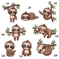 Detailed embroidery texture of cute sloth patches showing premium thread quality - Sloth Patch Combo Set (8 Pieces)