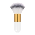 Portable powder brush with white handle, gold ferrule and soft white-grey bristles - Big Chubby White Gold Tricolor Hair (With Net)