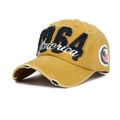 Vintage-Baseballkappe aus gewaschener Baumwolle in Ingwergelb mit 1964-Stickerei und Used-Look - Verstellbar / Gelb