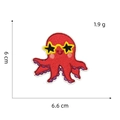 Cute red octopus embroidered patch with star sunglasses for clothing DIY 6.6x6cm - Red Series Patch 15#-Octopus