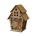 Luminous wooden Christmas house with LED warm light and Santa Claus carving detail - Santa Claus / Large (10.5x7.5x14cm)
