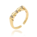 Elegant gold flower open ring with sparkling geometric zircon stones on white background - Geometric Rhinestone Open Ring (J1524)