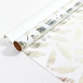 Geschenkpapierrolle in Weiß mit eleganten Federn in Metallic Gold und Silber Optik - Goldene Federn