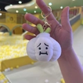 Cute plush garlic keychain with green sprouts and sad expression for backpacks - Garlic + Gold Buckle