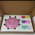 Pink electric baby nail trimmer set with 6 colorful grinding heads in a paper box - Set of 6 Heads / English Kraft Box / Sakura Pink