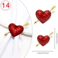 Red heart cupid arrow napkin ring featuring glossy red finish and gold arrow details - Red Heart Golden Arrow