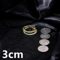 Golden oversized hoop earrings with sparkling rhinestones, 3cm diameter circle style - Gold 3cm