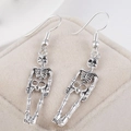 Gothic silver skull dangle earrings with punk style design for Halloween theme - Silver