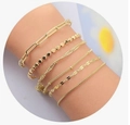 Ensemble de 6 bracelets chaîne dorés minimalistes avec divers types de maillons - Ensemble de 6 Pièces / Bracelet Doré Style 4