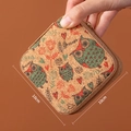 Portable square cork jewelry box with owl print and 10cm size dimension indicator - New Jewelry Box (Owl)