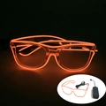 Orange EL wire glowing glasses with battery controller shown in light and dark views - Orange