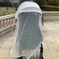 White mesh stroller cover with floral patterns and orange fruit embroidery - Tulip Pattern Stroller Cover / 130*100CM