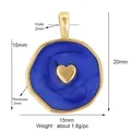 Pendente a cuore dorato con smalto blu profondo e dettaglio centrale in oro - Cuore / Blu scuro
