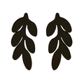 Detail shot of black leaf-shaped minimalist stud earrings with smooth curved silhouette - Black