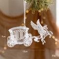 Clear acrylic Christmas carriage ornament with silver glitter and horse silhouette - Flying Horse Carriage