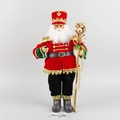 Classic 45cm Santa Nutcracker figure in red velvet with gold trim and royal staff - Style 20 Nutcracker Style Red Velvet Gold Scepter 45cm