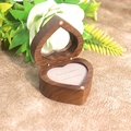 Heart shaped walnut wood ring box with double slots and soft grey velvet lining - Heart Window / Walnut (Grey Double Slot)