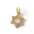 Macro shot of gold-plated hexagonal star pendant with micro-pave zircons for DIY jewelry - 10-Hexagram
