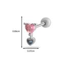 Pink heart and blue round crystal stainless steel barbell stud earring for women - 6# Silver (Pink & Blue Hearts)