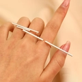 Anello aperto in argento sterling S925 stile minimalista con design geometrico a barre - Set Lineare Geometrico Argento Lucido (Argento Lucido 11077)