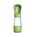 Sage green portable pet water bottle with a wide bowl and lock button for dogs - Green Food Storage 490ml
