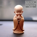 Mini monk car dashboard figure praying pose brown robe size 6x4.5x8cm - Standing Prayer (Mini Size)