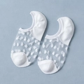 Atmungsaktive weiße transparente Polka Dot Füßlinge für Damen mit Antirutsch-Design - Einheitsgröße / Weiß