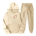Survêtement en polaire beige clair avec sweat à capuche imprimé LOVE et jogging - S (L) / Haut Et Bas / Kaki 7 (Motif LOVE)