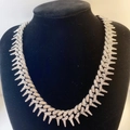 Silver iced-out Cuban chain necklace with thorns design for hip-hop punk style jewelry - Silver 18inch(45cm)