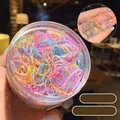 500pcs colorful elastic hair ties in a plastic box, thickened spring macaron hair bands - 4# Thickened Spring (500pcs Jar)