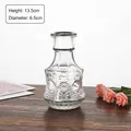 Transparent glass vase with sunflower relief, height 13.5cm and diameter 6.5cm - Round Mouth Carving