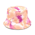 Pink and orange tie-dye cotton bucket hat with cloud pattern and reinforced stitching - M (56-58cm) / Pink