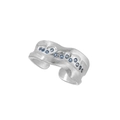 Adjustable S925 silver ring with matte texture and sparkling light blue zircon accents - JF1244/Silver/Blue Zircon / No. 15 / Adjustable Open