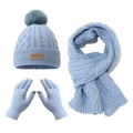Set invernale da 3 pezzi per bambini con berretto, sciarpa e guanti touchscreen blu - Blu