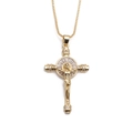 Collana a croce placcata in oro con figura di Gesù e cristalli di zircone per donna - Pendente a Croce Crocifisso di Gesù (CN001176DL)