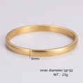 Detail view of gold matte finished bangle showing 6mm width and 58x50mm inner diameter - Women-Gold Color(6mm)