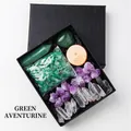 Set regalo cristalli Avventurina verde e Ametista con cuore e colonne in scatola nera - Avventurina Verde